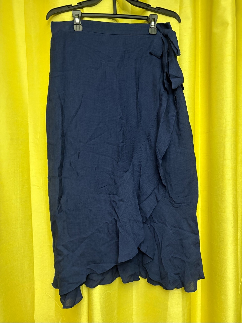BCX Navy Blue High-Low Wrap Skirt with Side Tie